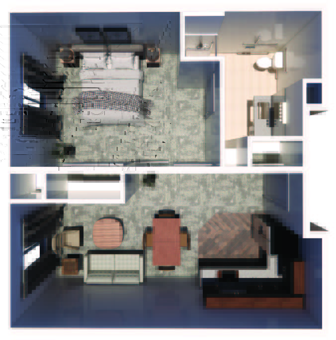 Large one bedroom apartment with separate living area and kitchenette at Saratoga View Saratoga Springs